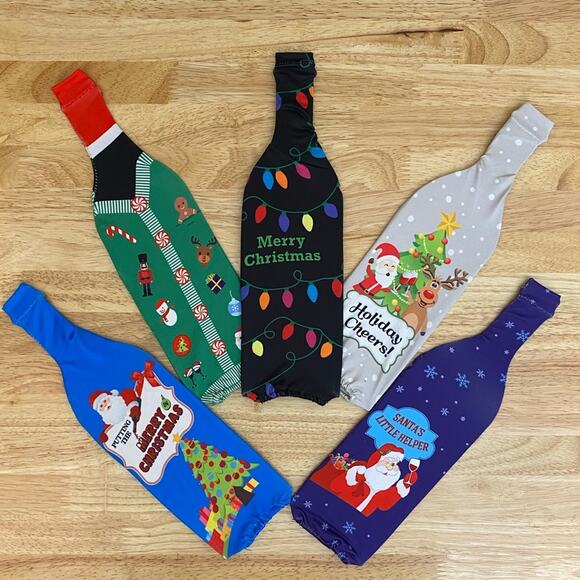 Toast the Season Christmas Wine Bottle Cover - Set of Five - Picture 3 of 9